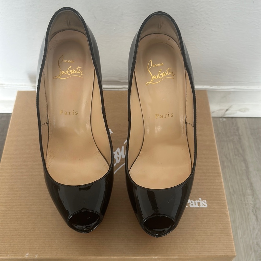 Christian Louboutin Womens Heels Highness 160 Patent Calf Peep Toe